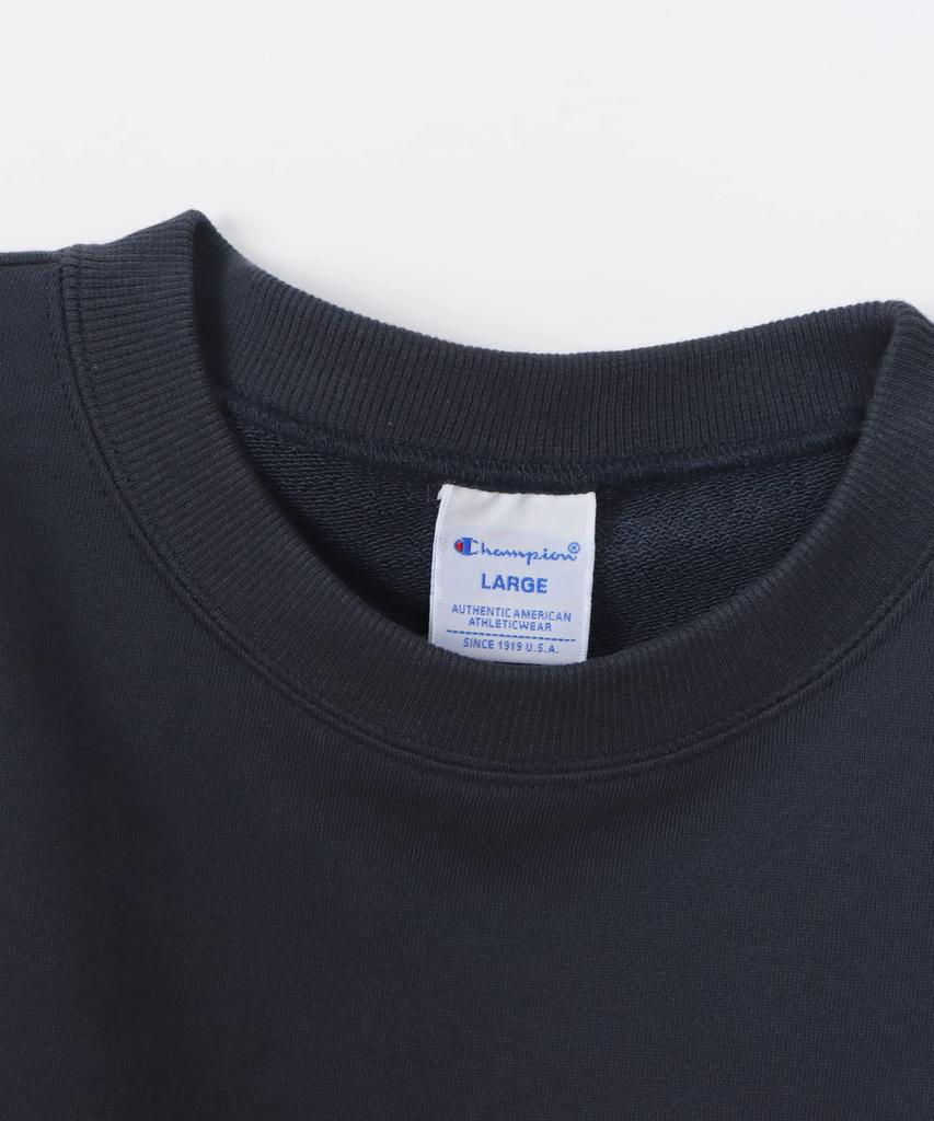 Sweatshirt Long Sleeve Round Neck Cotton USA Script Logo Crew Neck Sweatshirt Basic Navy L [Champion] C3-Y026 Men's
