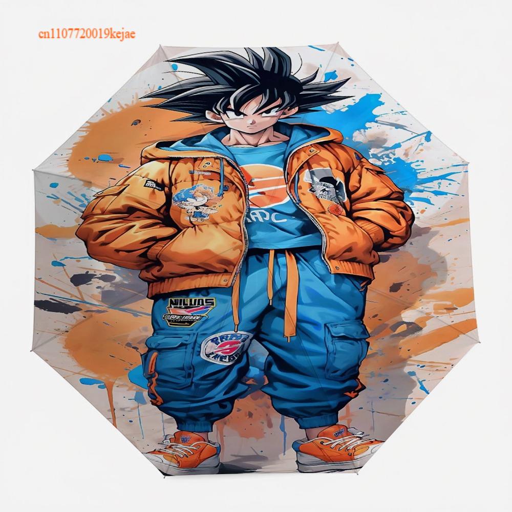 Anime Dragon Ball Vegeta Umbrella, Classic Manga Battle Scene Collage, Compact Folding Umbrella, for Cosplay & Daily Use