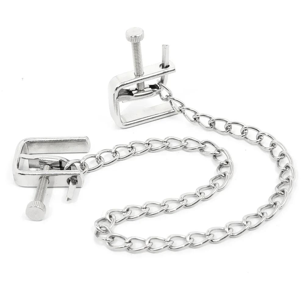 Регулируемые металлические цепочные зажимы для сосков, экстремальные фетиш-рабыни, секс-товары для взрослых, инструменты для секс-игр, эротические товары
