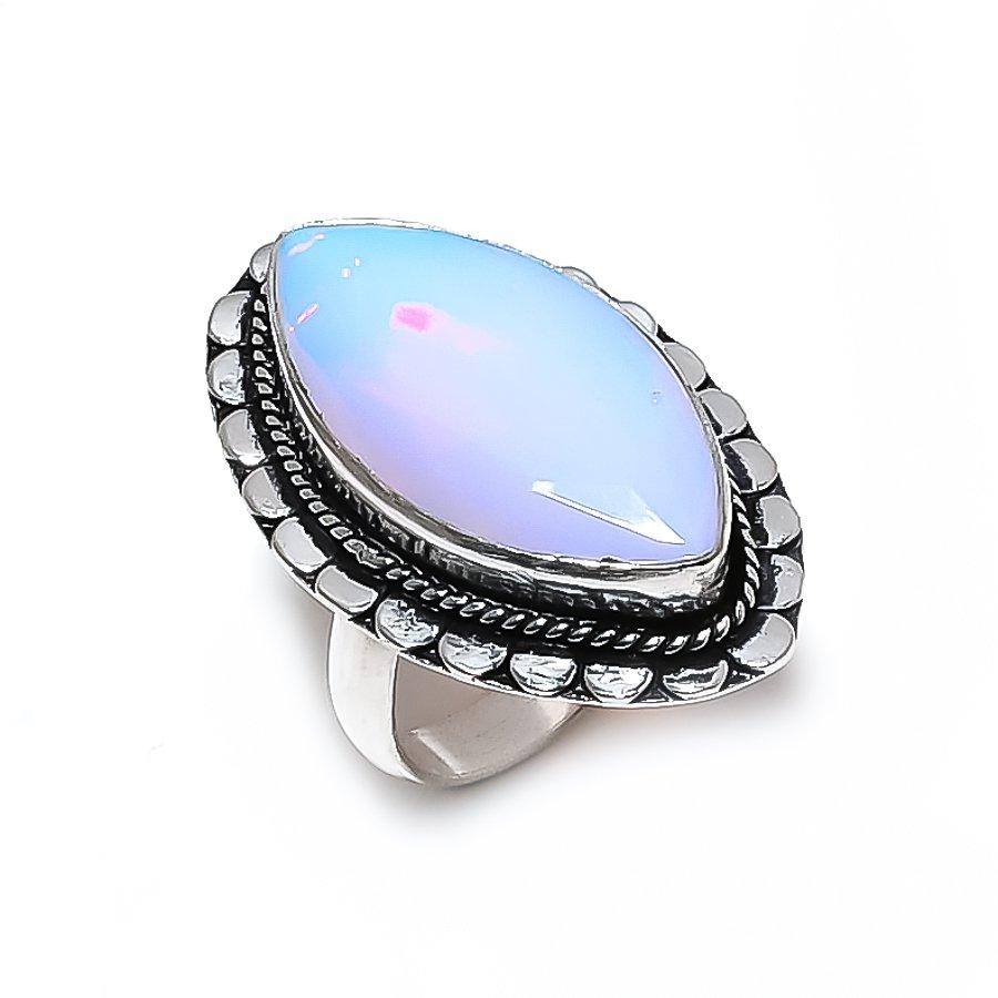 Milky Opal Gemstone 925 Steling Silver Jewelry Ring Size 8