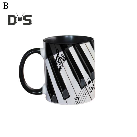 Музыкальная кофейная кружка, керамическая новинка, чашка для музыкальных нот, большая емкость 350 мл, дизайн в виде гитары, фортепиано, скрипки, кружка для горячего питья, музыкальный подарок для любителей музыки, дом