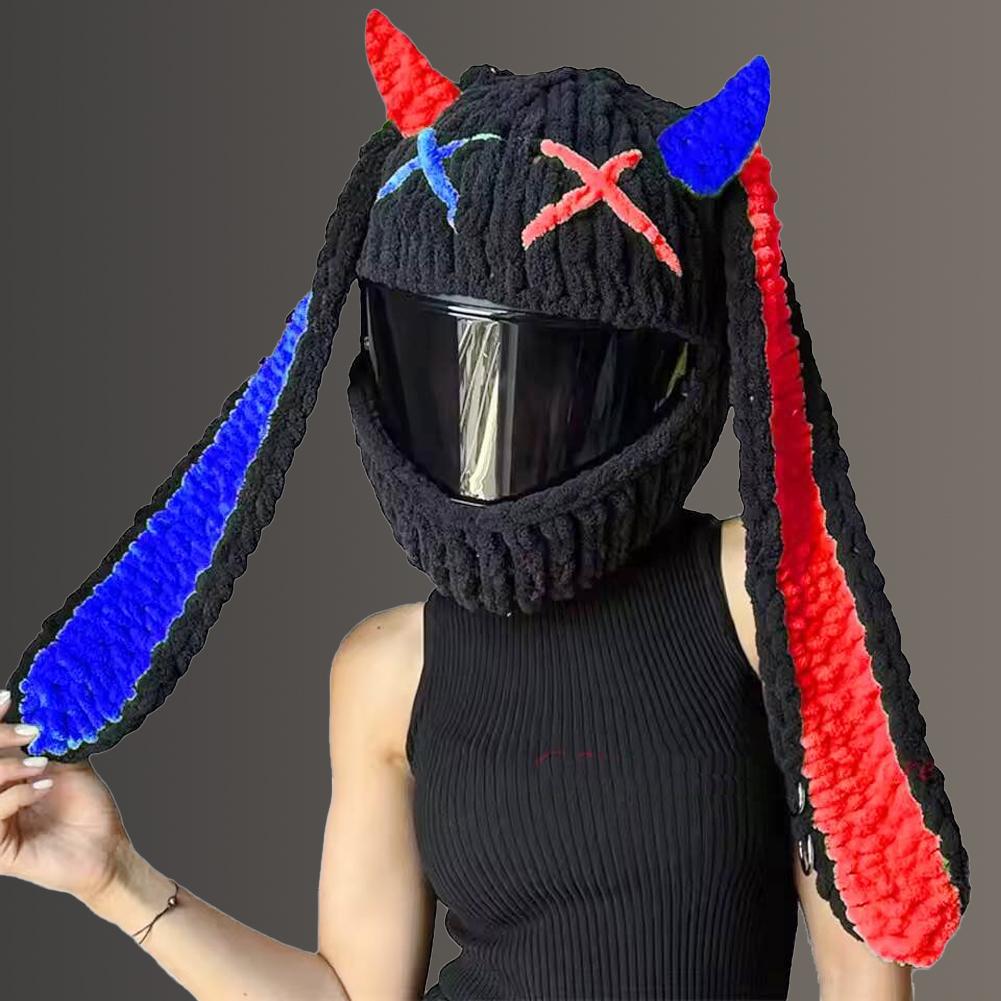 Универсальный плюшевый чехол для мотоциклетного шлема, плюшевые чехлы для шлема в виде полного кролика для рождественских подарков, украшение для мотоциклетного шлема, стайлинг