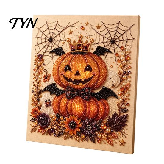 Easy Crafting Projects for Beginners Halloween Faux Pearl Art Kit, Crow Pumpkin Painting DIY 7.87 x Stress Relief Project Home Inch Cute Ghost 3D