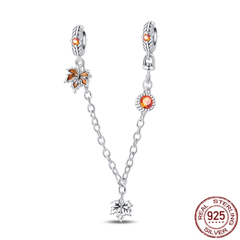 Copper Autumn Brown Music Squirrel Scarecrow Pumpkin Maple Leaves Charm Bead Women'S Bracelets Diy Jewelry Gift