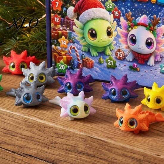 Cute Desk Decorations Axolotl Advent Calendar 2026, 3D Printed Jointed Flexible Toys, 24 Days Holiday Boxes Christmas Countdown with Collectible