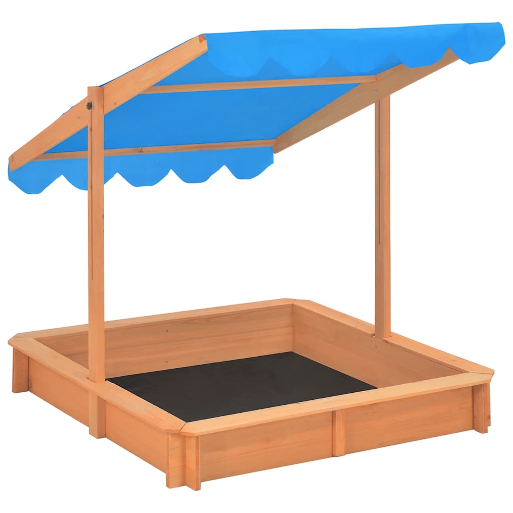 Adjustable Canopy Sandpit in Pine Wood 115 x 115 x 115 cm