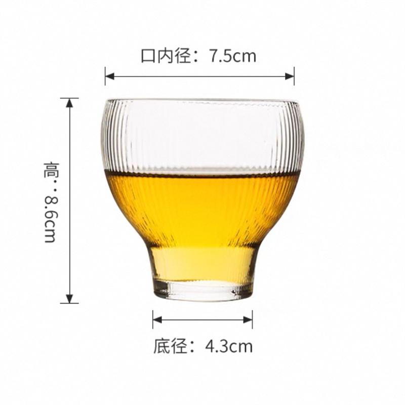 Japanese Style 140ml Striped Heat Resistant Glass Tea Mug Home High Borosilicate Kungfu Tea Cup Tea Set Accessories