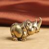 Antique Solid Brass Rhinoceros Figurine Desktop Decor Ornaments Tea Pet Animal Exquisite Statue Diy Accessories Gift