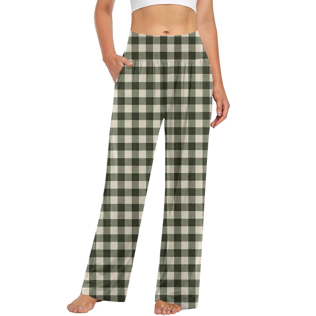 Женские повседневные модные брюки с клетчатым принтом Повседневные брюки