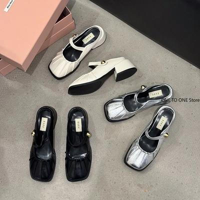 Мода 2024 Весна Новый Бренд Женские Тапочки Модные Плиссированные Круглые Носки Слипоны Мюли Туфли Круглые Носки Уличное Платье Сандалии Туфли Tacones