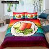 Японский суши King Queen пододеяльник Маленький комплект постельного белья Кошка Новинка Мультфильм Домашнее животное Японская еда Белый полиэстер пододеяльник
