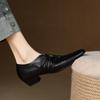 Мода 2025 Новая мода Квадратный носок Толстый средний каблук Женские туфли-лодочки Весна Лето Офисная леди Вечеринка Натуральная кожаная обувь Женский размер 34-40