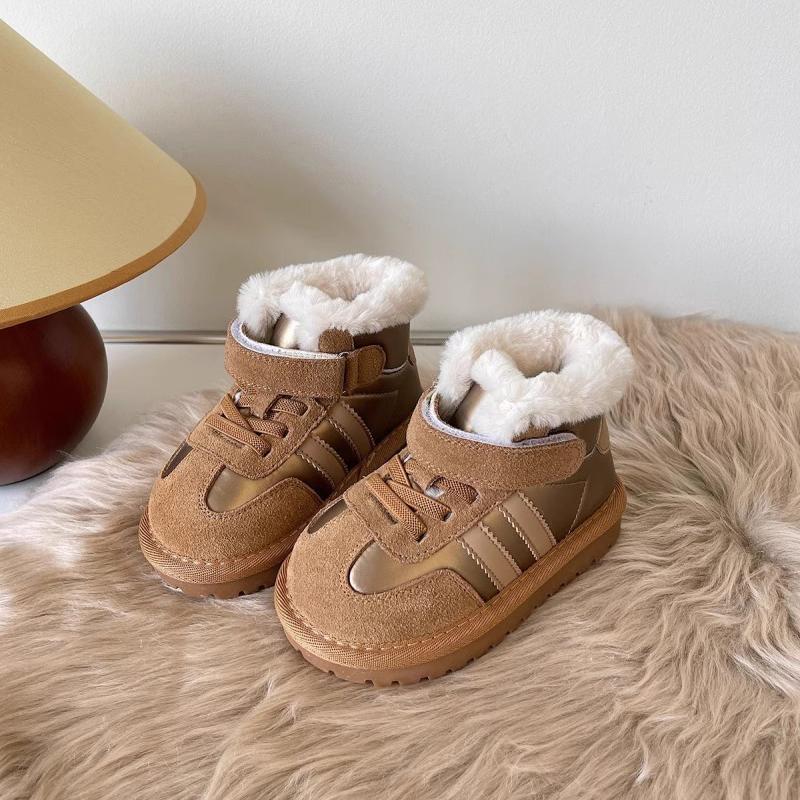 Зимние детские зимние ботинки Теплые зимние хлопковые вставки для мальчиков Зимние зимние ботинки с заплатками Нескользящие детские ботинки Кроссовки для мальчиков и девочек