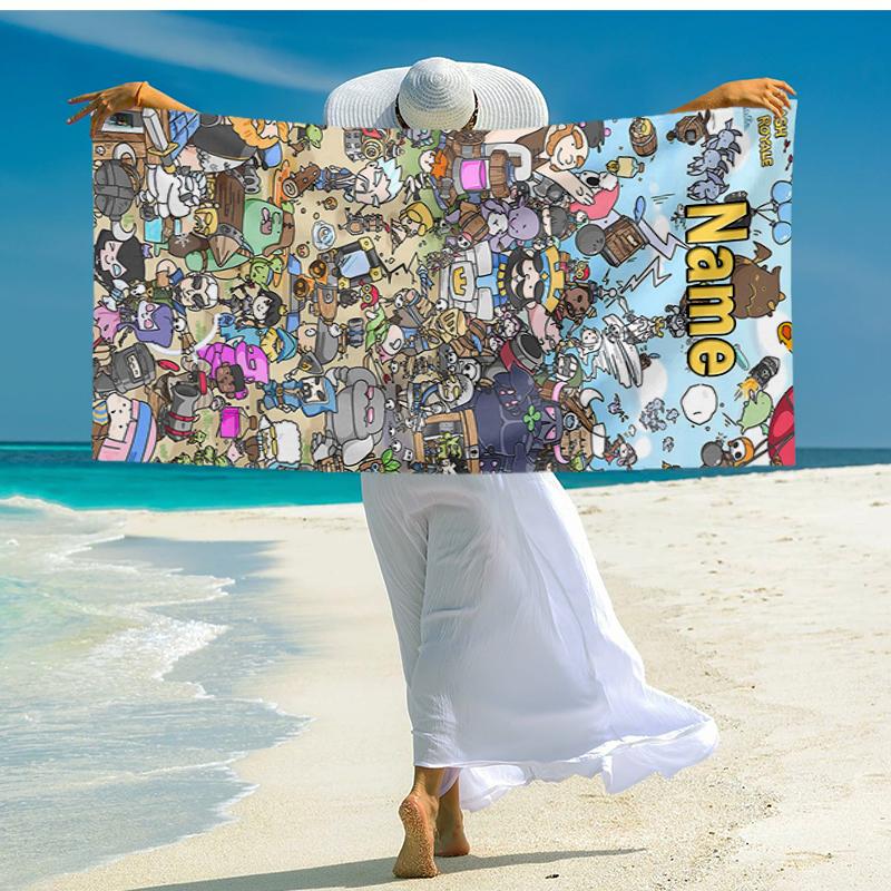 Custom Name Ultra-Soft Beach Towel with Clash Royale Theme,Ideal for Pool - Camping, Diving - Perfect Travel Essential, Vibrant Beach Towel.