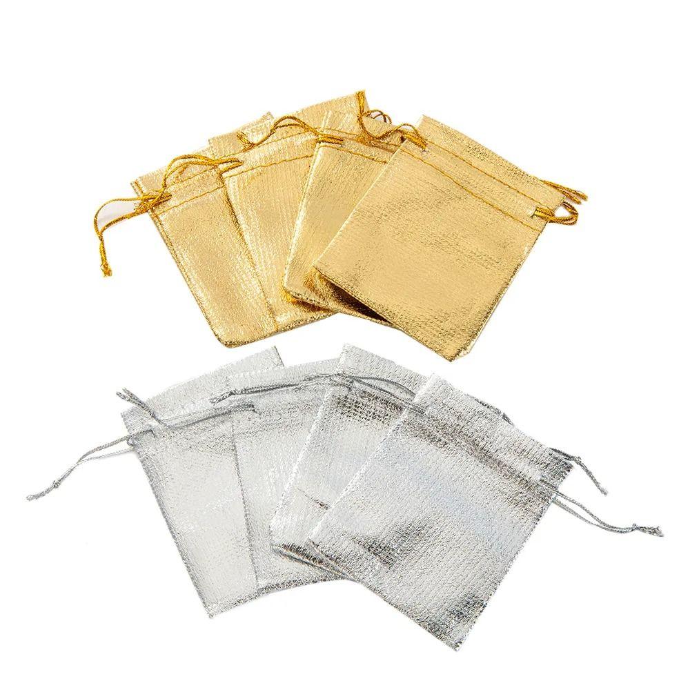 50 шт./лот, регулируемые пакеты для упаковки подарков, Золотая фольга, тканевые мешочки для конфет, свадебные конфеты, подарки для хранения