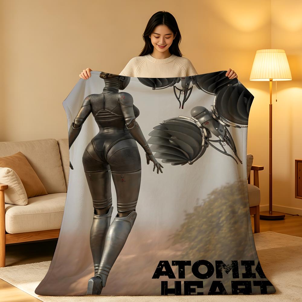 Плед Game A-Atomic H-Heart Throw Высокоплотный Короткий Плюш Мягкий Для Кожи Для Дивана Дремоты Кондиционируемой Комнаты