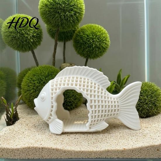 Безопасная для аквариума пещера, 3D-печать, полая форма рыбы, укрытие, декор для нерестовика, убежище, пещера, украшение для петушков, креветок, декорация для ландшафта, улиток