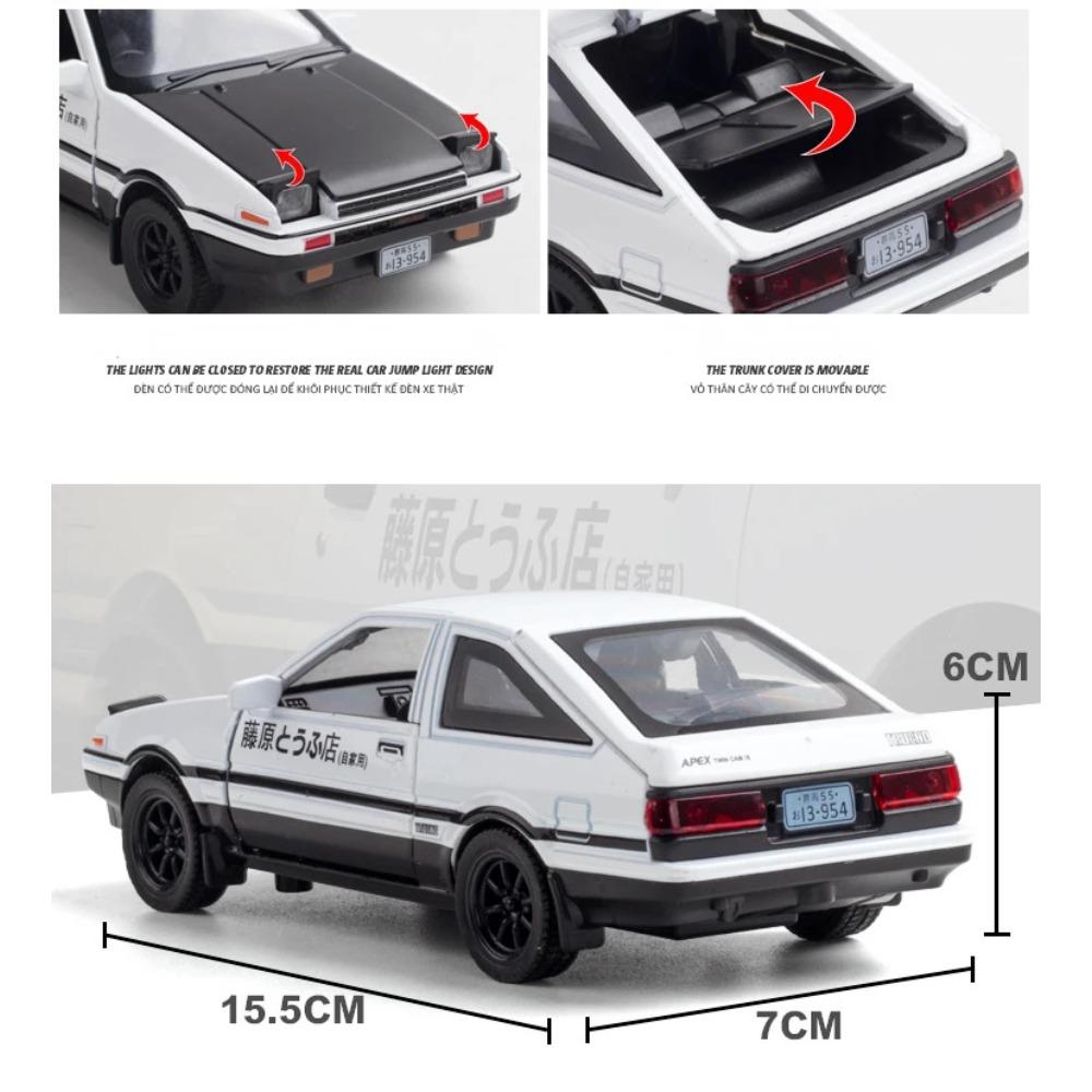 1/32 Toyota  AE86 Toy Car Diecast Miniature Model Pull Back Sound Light Doors Openable Educational Collection Gift Kids A151