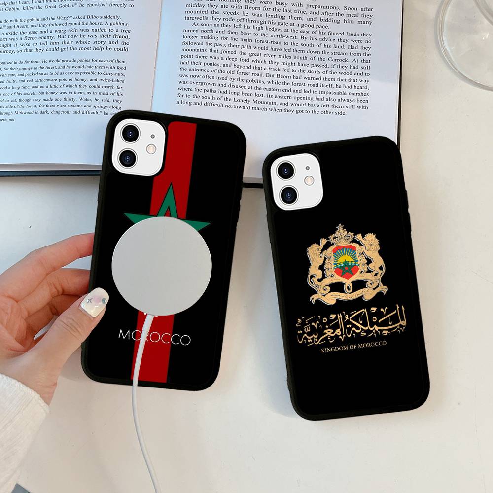 Morocco Map Flag Magnetic Case For IPhone 17 16 14 13 12 11 15 Pro Max Plus Wireless Charge Phone Cover