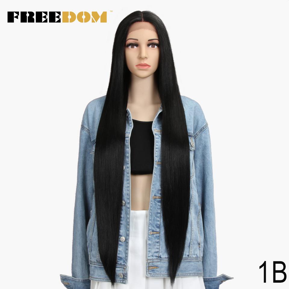 FREEDOM Synthetic Lace Wig 38 Inch Deep Part Long Straight Wig Ombre Pink Cosplay Wigs Synthetic Lace Front Wigs For Black Women