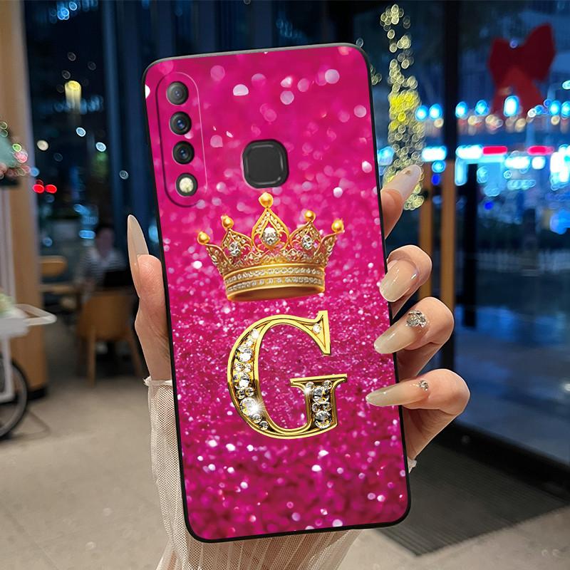 Красивый чехол-корона с буквами от А до Я для Infinix S4 Smart3 Plus X626 X267, черный, из мягкого силикона, противоударный