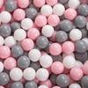KiddyMoon Soft Ball Pit Round 120x30cm/200 Balls Balls 7cm / 2.75in for Kids, Light Grey:white-grey-powderpink