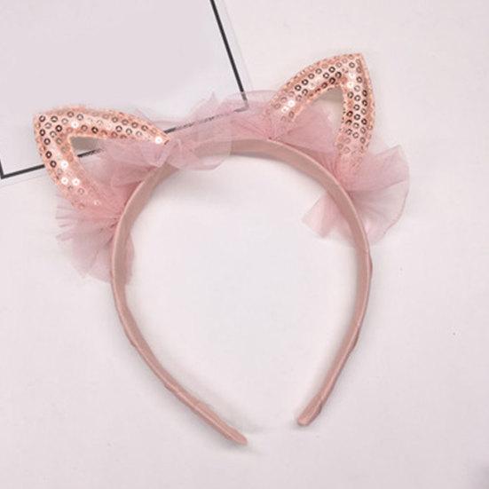 Девушки милые кошачьи уши в форме марлевых повязка на голову с блестками повязка для волос обруч аксессуары