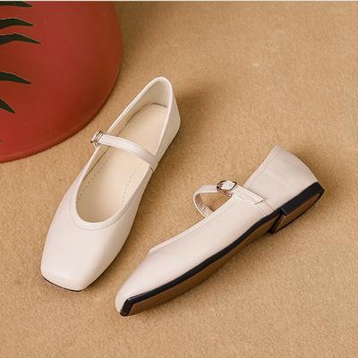 Модные туфли на плоской подошве, ретро женская обувь, весна-осень, новые французские туфли Мэри Джейн на плоской подошве, черные туфли с квадратным носком, кожаные туфли на низком каблуке