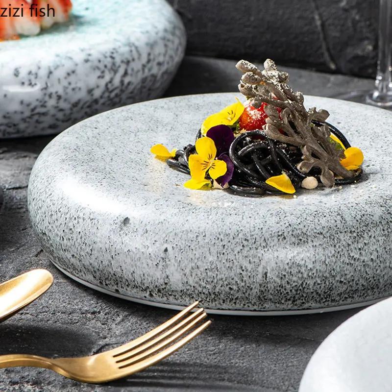 Japanese Sashimi Plate Ceramic Steak Plate Dessert Dim Sum Dish Main Dish Plate Restaurant Artistic Conception Tableware