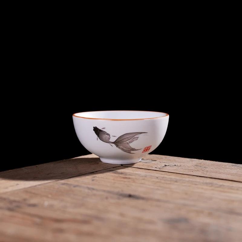 4 шт. высококачественная белая фарфоровая чайная чашка, белая чайная чашка из печи Дин, матовая глазурь, чайный сервиз Kung Fu, принадлежности для чайной церемонии, кружка