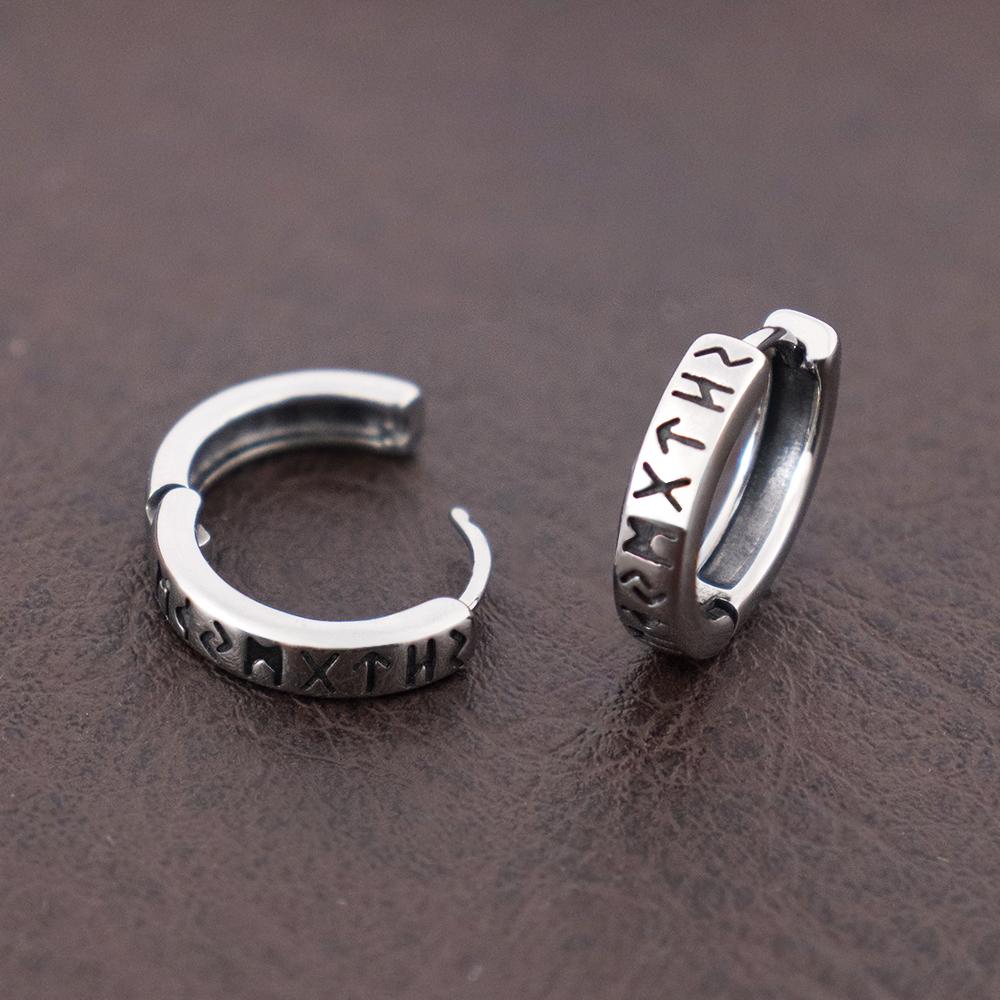 Fashion Norwegian Viking Rune Hoop Earrings for Men Woman Stainless Steel Unisex Nordic Huggie Hoop Earring Retro Charm Jewelry