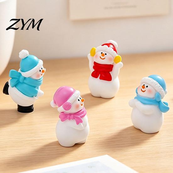 Seasonal Home Office Decor Mini Snowman Figurine, Christmas Skiing Dolls, Small Desktop Car Holiday Gift Items Dashboard Figurines, Micro Landscape
