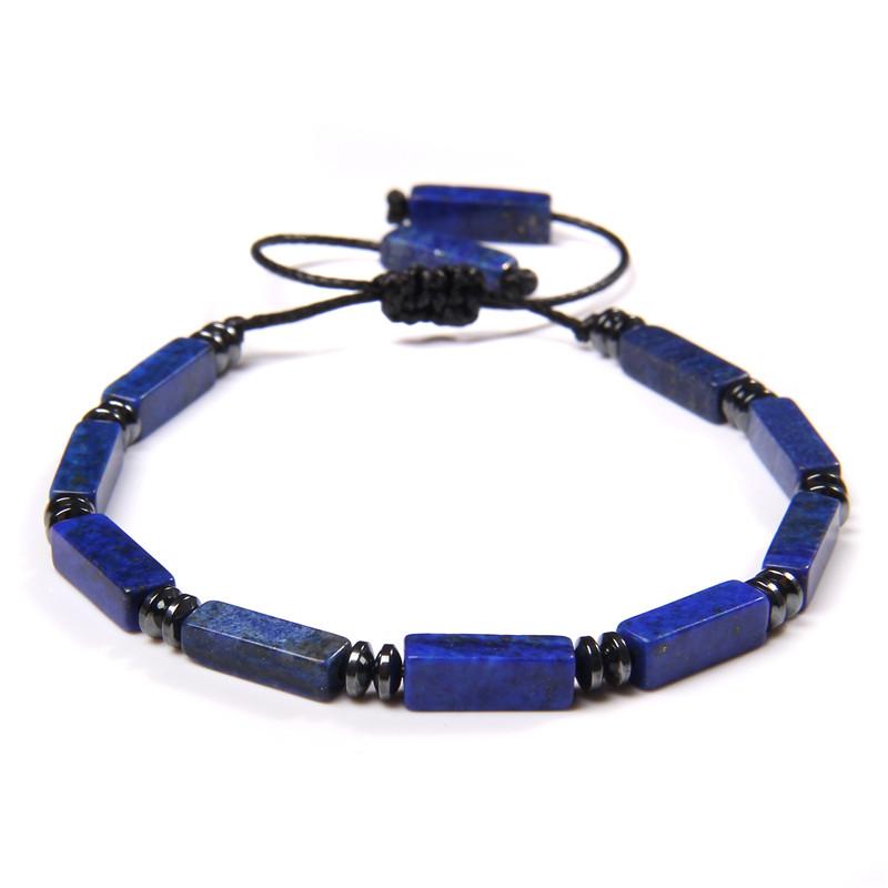 Rectangle Shape Amethysts Bracelet Natural Stone Indian Agates Lapis Lazuli Adjustable Braided Bracelets For Women Men Jewelry