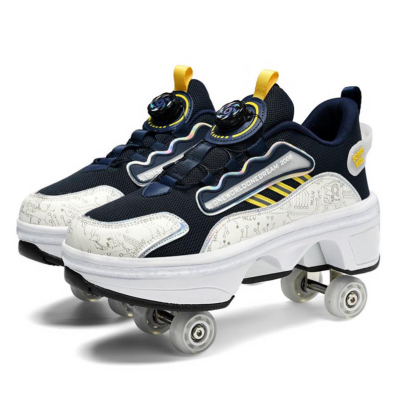 Трансформируемые роликовые коньки двойного назначения: Обувь с 4 колесами, для роликов, льда и ходьбы