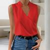 Летний жилет без рукавов с v-образным вырезом и воротником-стойкой, тонкая женская летняя однотонная свободная футболка, уличная одежда