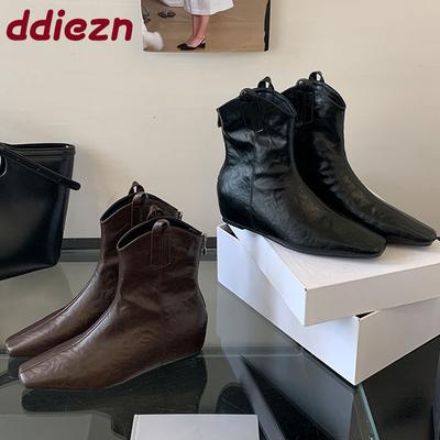 Модная обувь с увеличением роста Женские ботильоны челси Модные женские ботильоны с острым носком Женская обувь на молнии