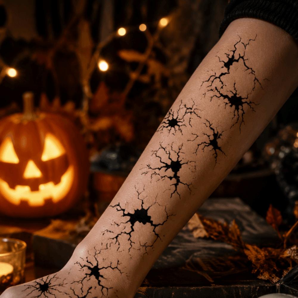 10pcs Body Makeup Halloween Tattoo Stickers Waterproof Spider Web Tattoos Makeup Performance