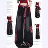 Women's 2025 Red Plaid High-Waist Wide-Leg Patchwork Jeans - Loose, Straight, American Draping, Floor-Length.