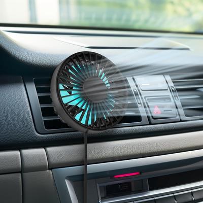 Автомобильный USB-вентилятор с регулируемым потоком воздуха, мощный и идеальный для лета 2025 г. - Новый, 3 уровня регулировки, угол, поток воздуха, вращение на 360°, энергосберегающий, тихий,