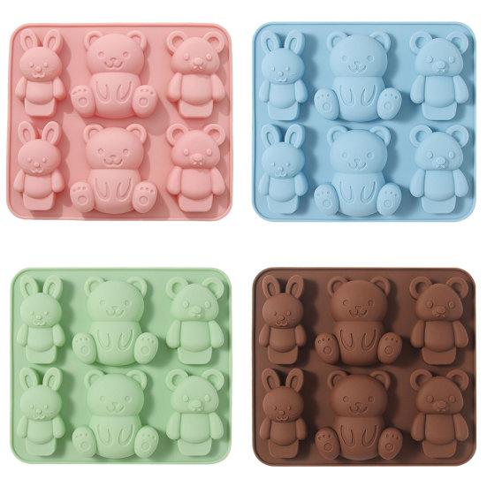6-гнездный штамп для печенья из помадки, легко извлекаемый из формы, нелипкий, своими руками, пищевой силикон, мультяшный медведь, кролик, пресс-форма для печенья, аксессуары для выпечки