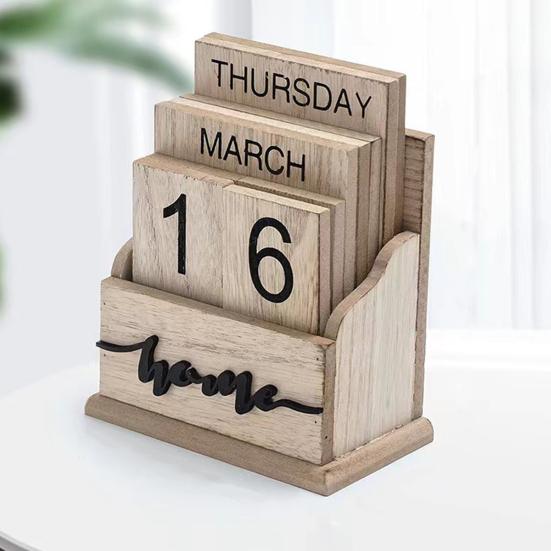 Деревянный настольный календарь, блок, вечный календарь, домашний офис, настольный декор, мини-календарь, подарок для семьи, друзей, детей