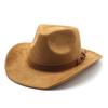 Unisex Suede Felt Cowboy Fedora Hat - European & American Style