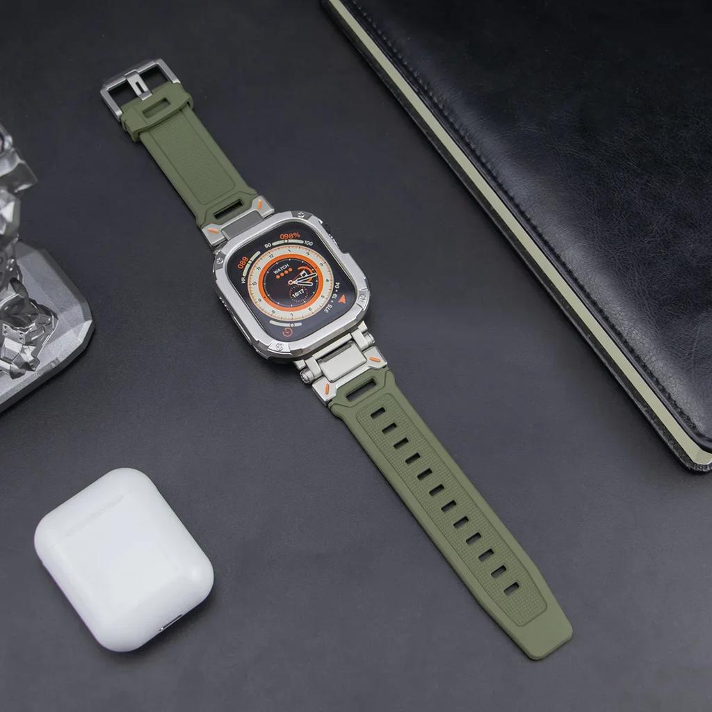 Силиконовый ремешок + чехол из ТПУ для Apple Watch Ultra2 10 46 мм 49 мм 44 мм 45 мм, защитный чехол-браслет для IWatch Series 9 8 7 6 SE