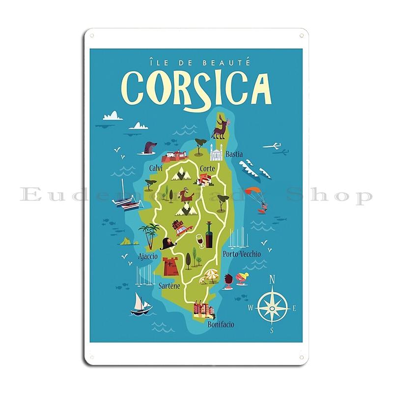 Fly To Corsica Travel Metal Plaque Poster Wall Mural Wall Plaque Garage Garage Designing Corsica Tin Sign Poster
