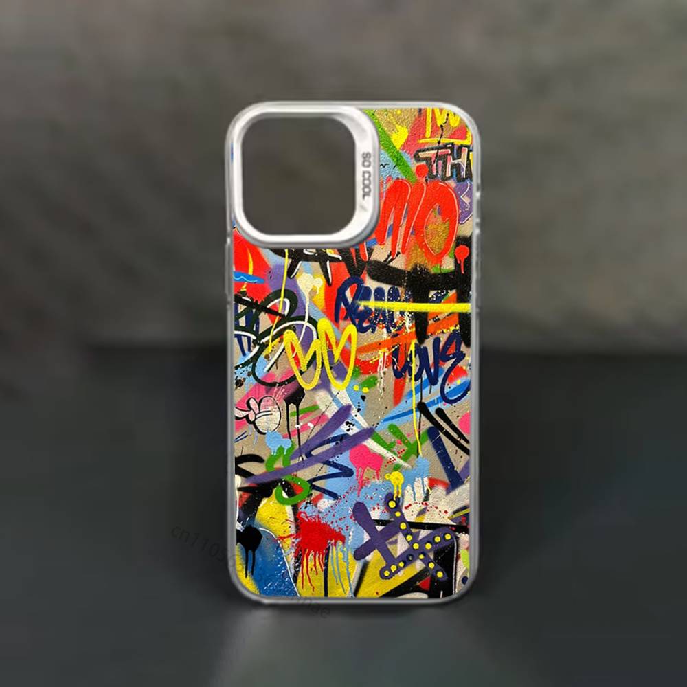 Красочный чехол для телефона с граффити для iPhone 17 11 12 Pro Max Plus Mini Air SE 16e 14 15 16 13 Мягкий чехол