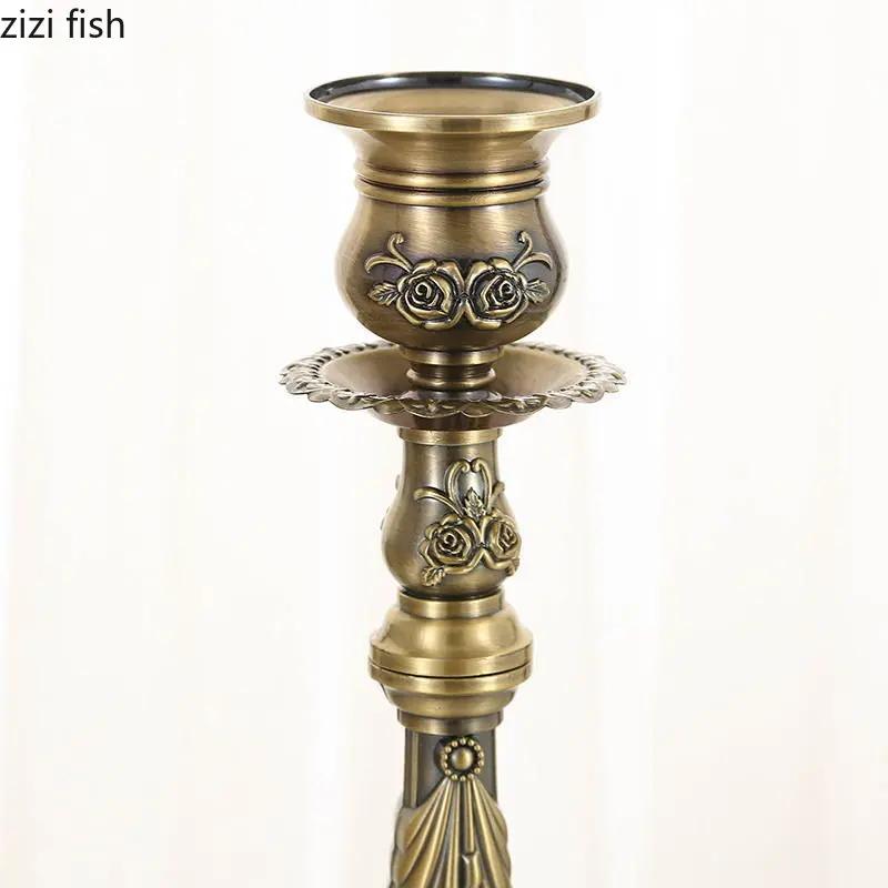 Подсвечник из бронзового металла Подставка для свечей Ресторан Свадебные украшения Ужин при свечах Реквизит Подсвечник Аксессуары