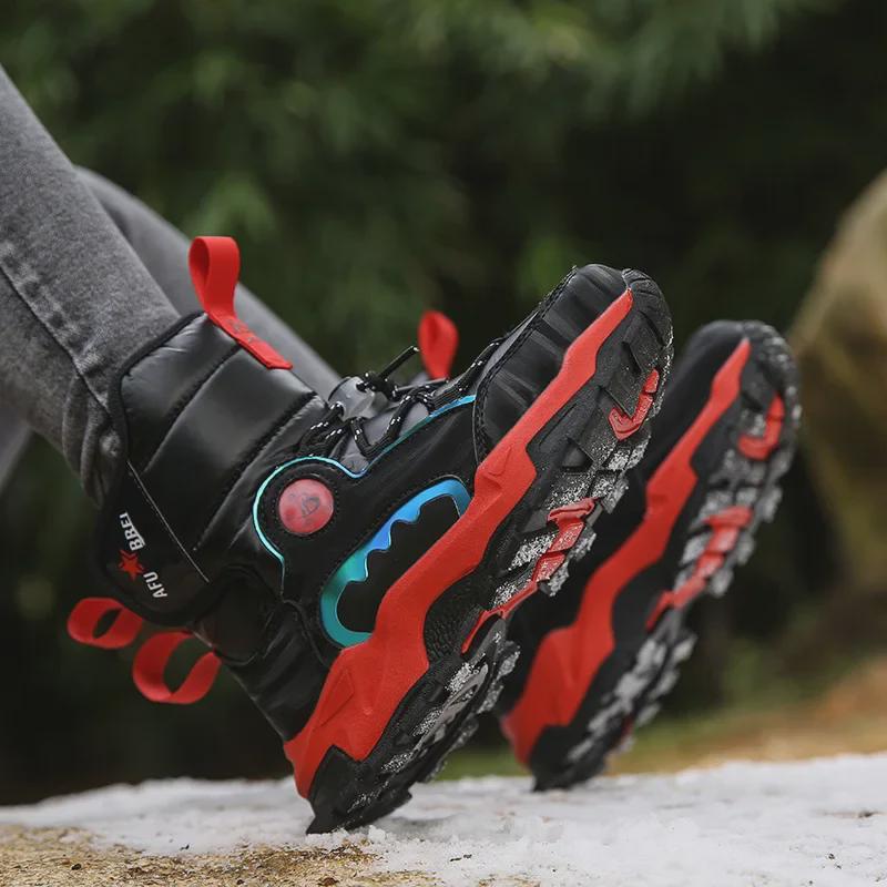 Boys' Winter Waterproof Snow Boots, Non-Slip, Extra Warm, Medium To Large Sizes, Outdoor Hiking Footwear