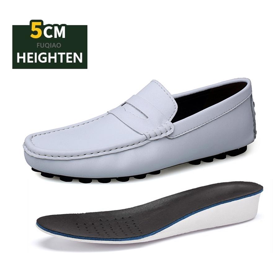 Men Cow Leather Elevator Loafers Comfortable Soft Breathable Height Increase Insoles 5cm Business Driving Unisex Lift Sneakers