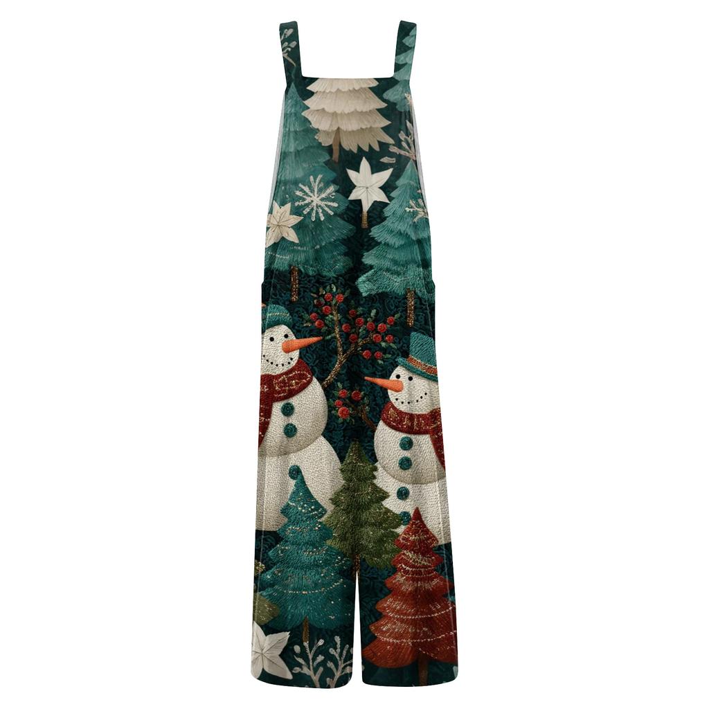 Womens Casual Overalls Jumpsuits Adjustable Straps Sleeveless Print Comfy Rompers With Pocket