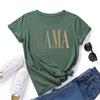 MAMA Cotton T-Shirt Short Sleeve Round Neck Women 2d Print Tops